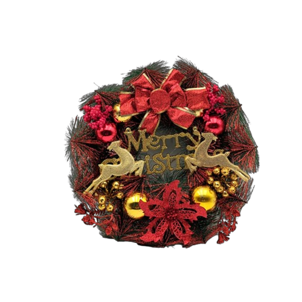 Christmas Wreath - Green and Red/Gold