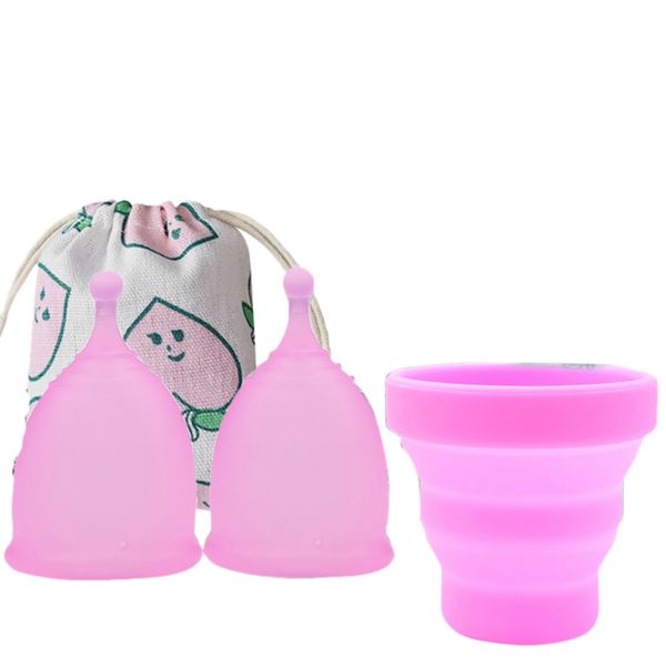 4Pcs/Set Menstrual Cup for Hygiene Silicone Cup S Pink