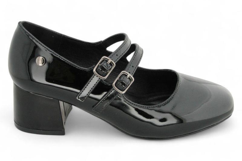 ALXIR Women Black Patent PU Block Heel PSL4422