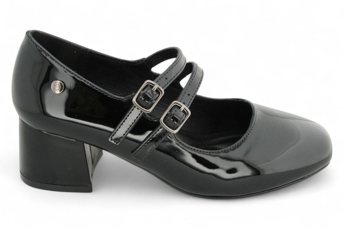 ALXIR Women Black Patent PU Block Heel PSL4422 | Shop Today. Get