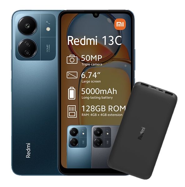 Xiaomi Redmi 13C 128GB Dual Sim - Navy Blue + Redmi 10000mAh Power Bank
