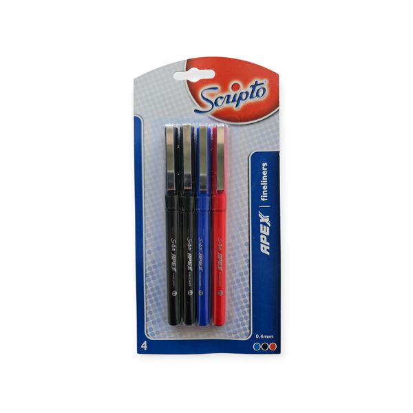 Scripto Apex 4 0.4mm Fineliners - Assorted