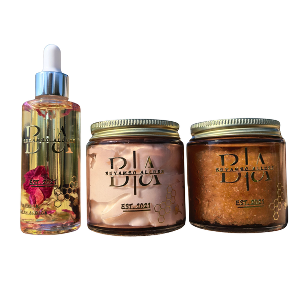 Buyambo Allure | Set of 3 | Honey, Vanilla Face &amp; Body Skin Care Trio