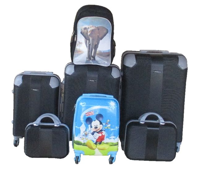 5-Piece ABS Luggage Trolley Set , Mickey Case &amp; Elephant Schoolbag