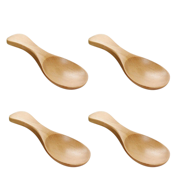 Mini Smooth Wooden Spoons - Light Brown - Set of 4