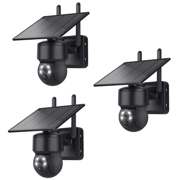 Security Camera Solar 4G PTZ Outdoor - 3 Pack Wireless | UltraHD