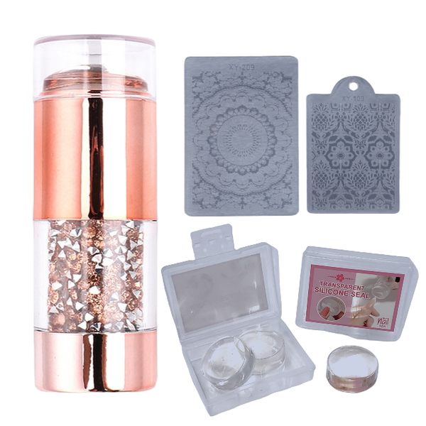 Diamond Filled Nail Stamper And Scraper With 2 Gel Replacements Set