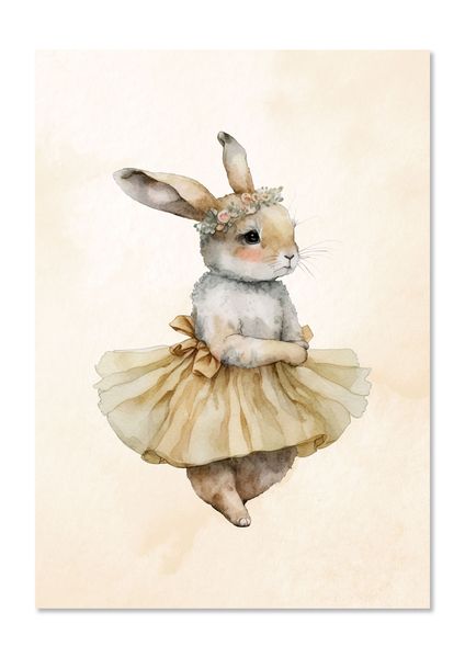 Kids Wall Art: Watercolour Ballerina Bunny - Nina