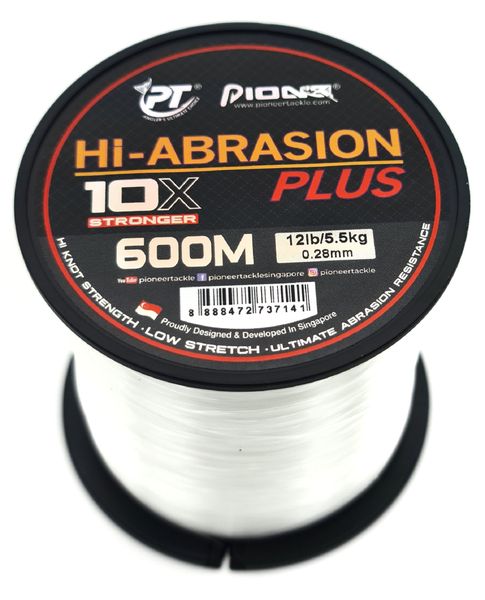 Pioneer High Abrasion 600m Clear Fishing Line 0.26mm - 12lb/5.5kg