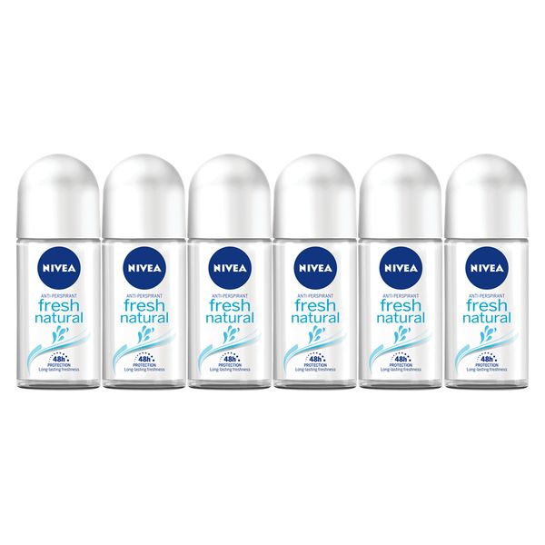 NIVEA Fresh Natural Anti-perspirant Roll-on Deodorant, 6x50ml