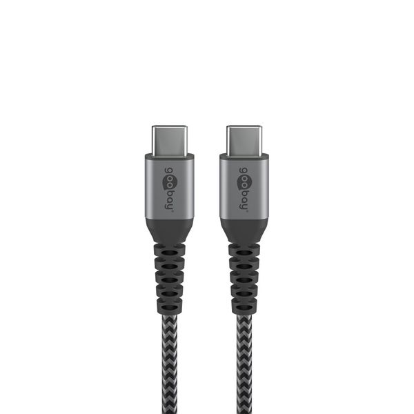 Goobay USB-C to USB-C Textile Cable with Metal Plugs - Space Grey/Silver