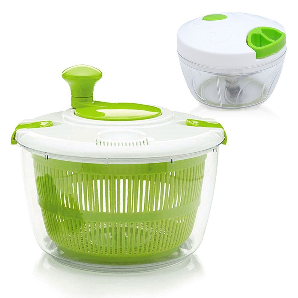 Salad Spinner Dryer 5L and Twista Pull Chopper - Manual Vegetable Drainer - 2 Piece Set