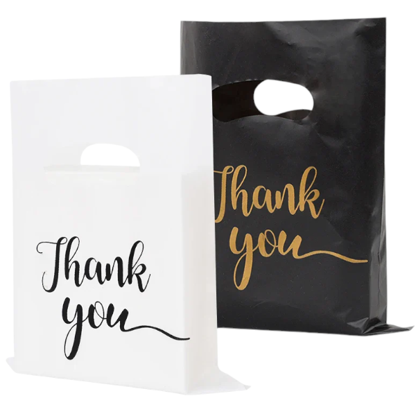 40Pcs Simple Thank You Party Gift Bags - White/Black