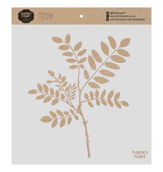Tjhoko Paint Stencil - 30x30cm - Branch With Leaves