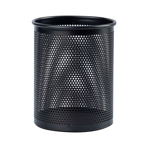 Blue Angel Modern Round Wire Mesh Metal Pen Holder - Black