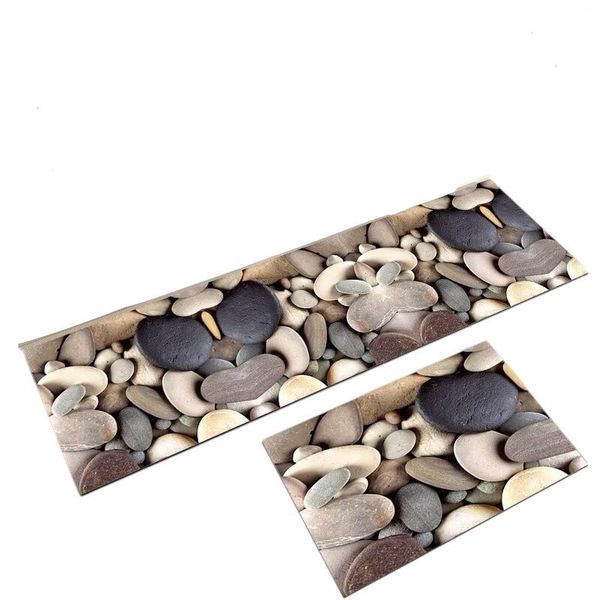 2 Pieces Kitchen Mat Rug Super Absorbent Rubber Mat-Stone
