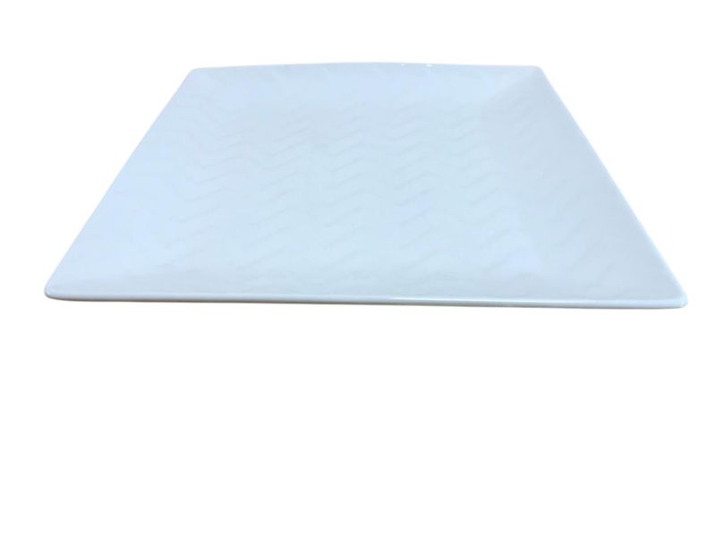 White Ceramic Square Dinner Site Plate 21cm x 21cm x 2cm - Set of 8