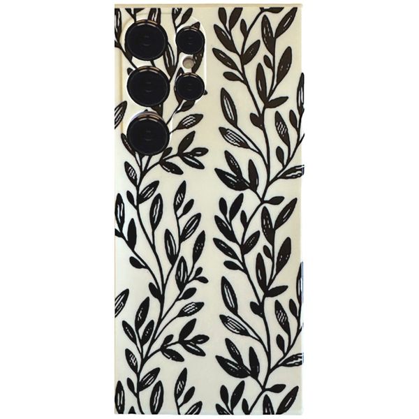 Beige - Phone Case with Long Black Stems compatible with Samsung S23 Ultra