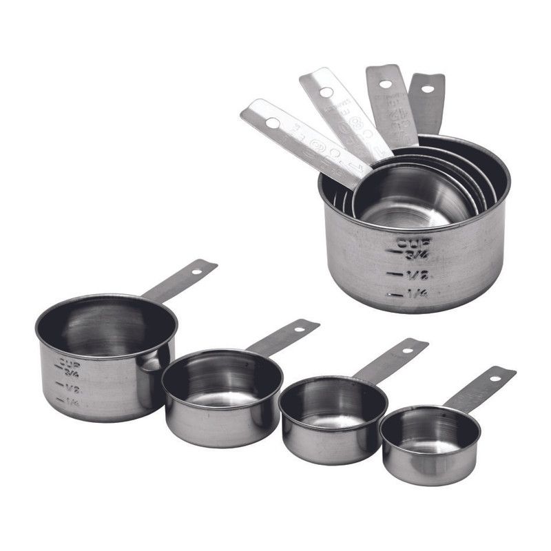 de Buyer 4827.02 Set of 4 Stainless Steel Measuring Cups, 60, 80, 125, 250 ml Capacities