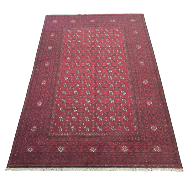 286 x 201cm Afghan Hand Woven Cherry Red Rug