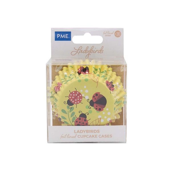 Cupcake Foil Lined Wrapper Case Yellow Ladybug Pack of 30