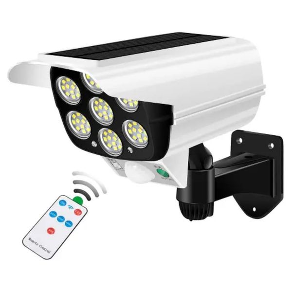 Outdoor Wall Lamp 77LED Remote Control Solar Dummy Camera Light