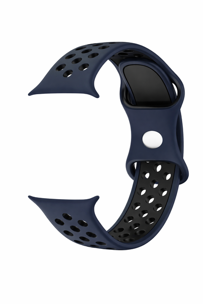 Blue/Black Breathable Silicone Watch Band Compatible with Apple-38/40/41mm