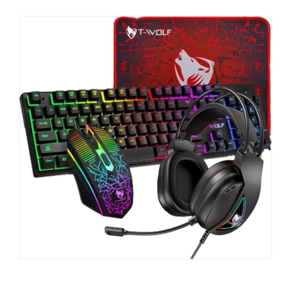 T-WOLF TF400 4-in-1 Gaming Set - Mechanical Keyboard, Mouse, Headset