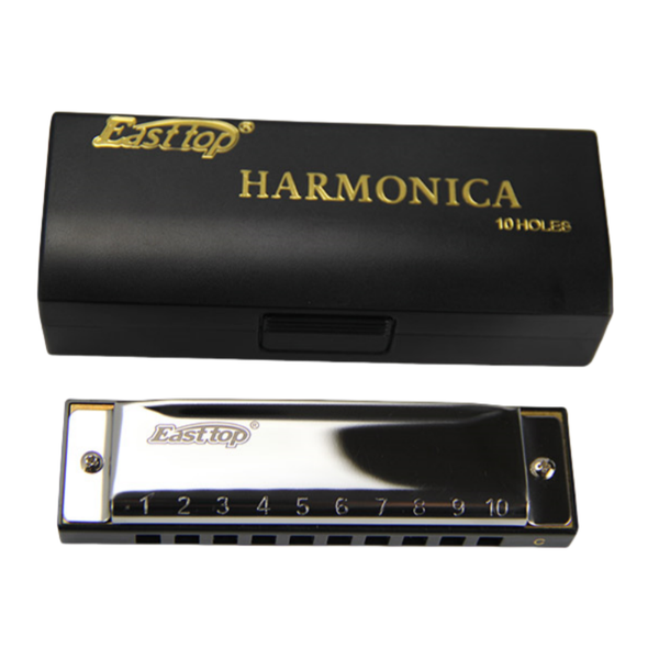C Key Harmonica Blues 10 Holes 20 Tone with Case, Diatonic Harmonica Mouth