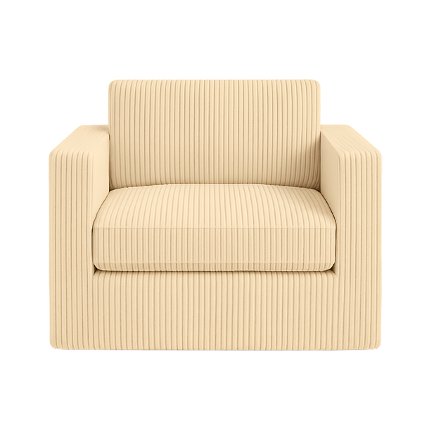 CorduRoyal Compressed Square Arm Full Foam 1 Seater Sofa Couch