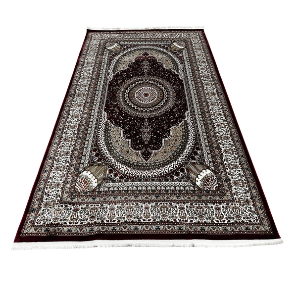 290 x 200cm Classic Turkish Machine Made Rug - Beige/Maroon Red