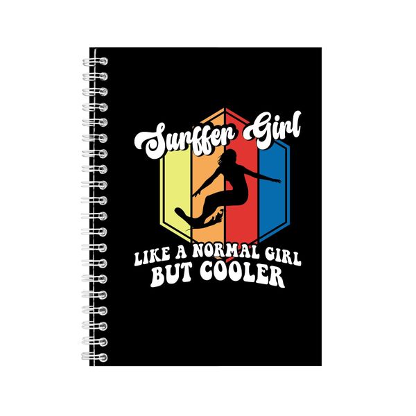 Surfer Girl A5 Notebook Spiral and Lined Surfing Graphic Notepad Present095