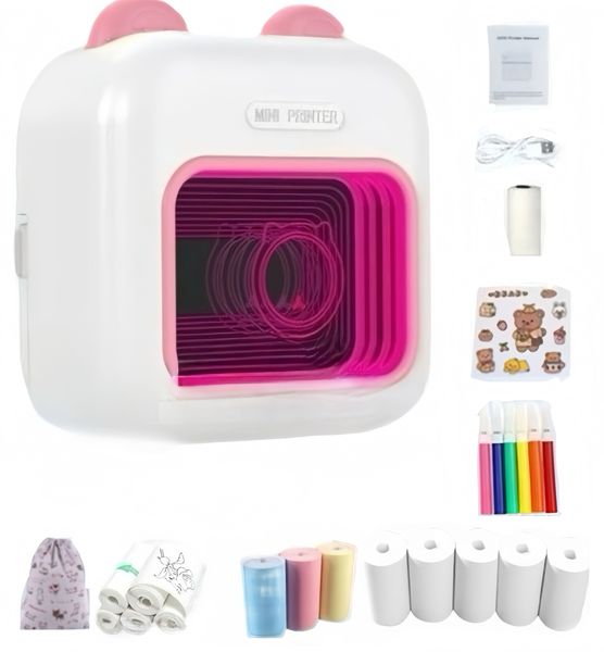 Portable BT Mini thermal Pocket Printer,Contains a variety of accessories