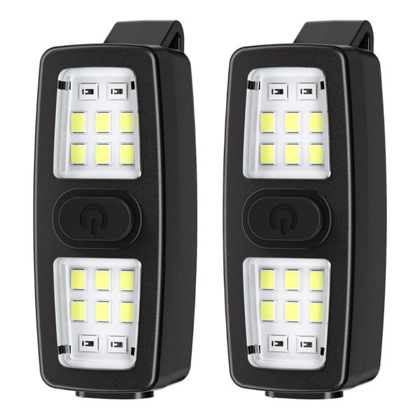 QYNIAL Safety Light 2 Pack Clip On Rechargeable LED Flashlight Headlamp