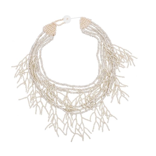 Ethnic Multilayer Beaded Necklace - White