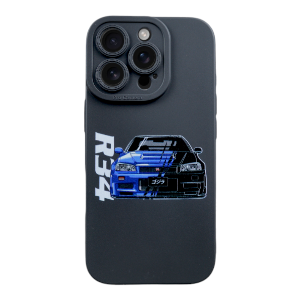 R34 Race Car Design Phone Case Compatible With iPhone 16 Pro - Black