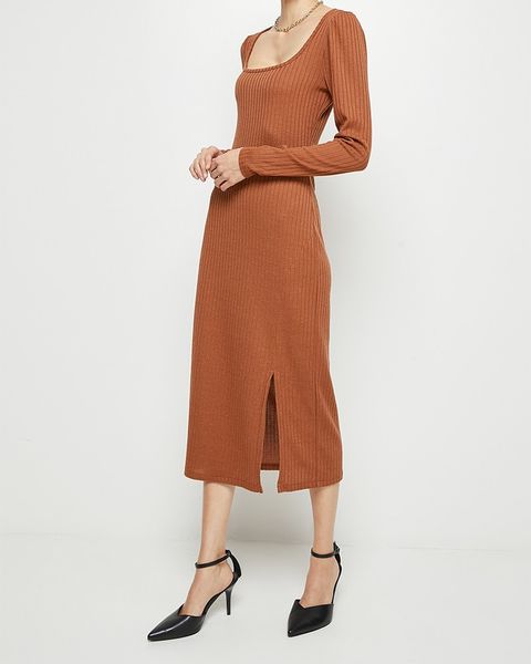 Square Neck Brushed Rib Dress