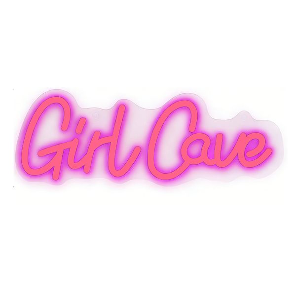 Girl Cave Neon Sign USB Powered Dimmable Pink LED Neon Light for Wall Decor