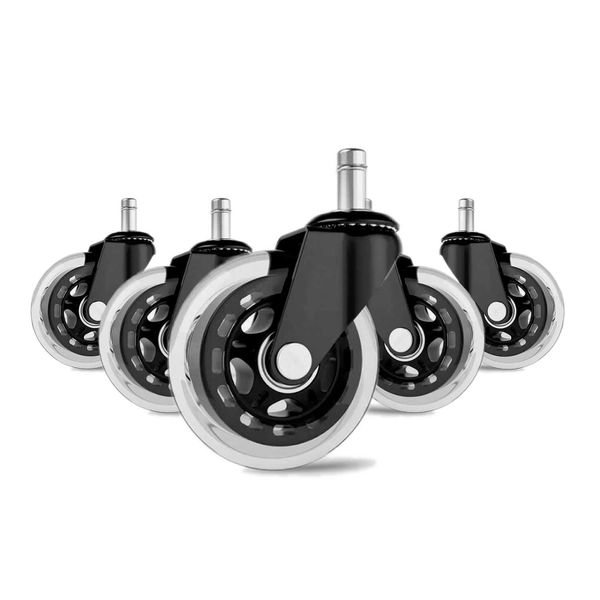 Office Chair Wheels 3 inches Heavy Duty Soft PU Rubber Safe for Hardwood