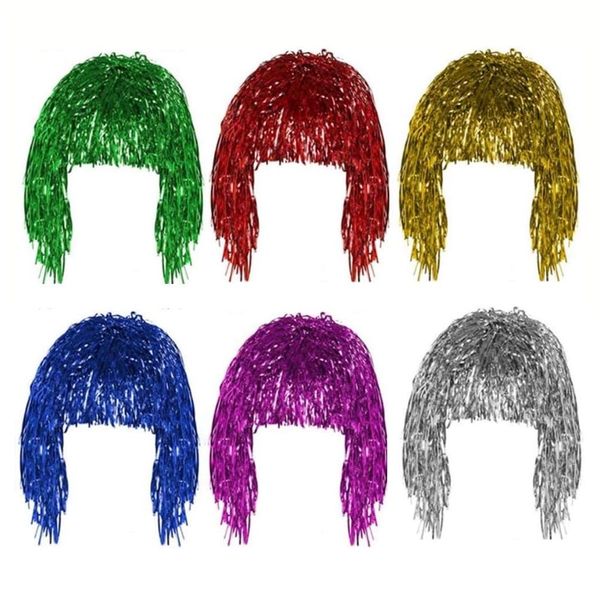 Toy Cosplay Metallic Shiny Tinsel Party Wig Costume Halloween Rainbow 6 Piece