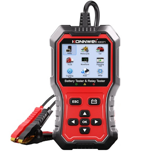 KONNWEI KW371 Battery &amp; Relay Tester 6V/12V/24V Analyzer with 2.8" Screen