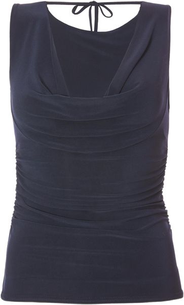 Quiz - Women Navy Drape Back Top
