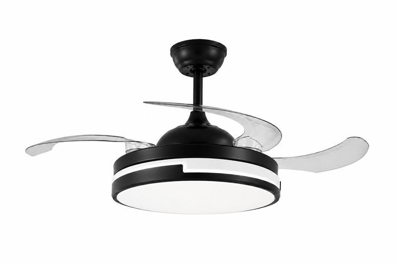 Black &amp; White Retractable Blade Ceiling Fan With image