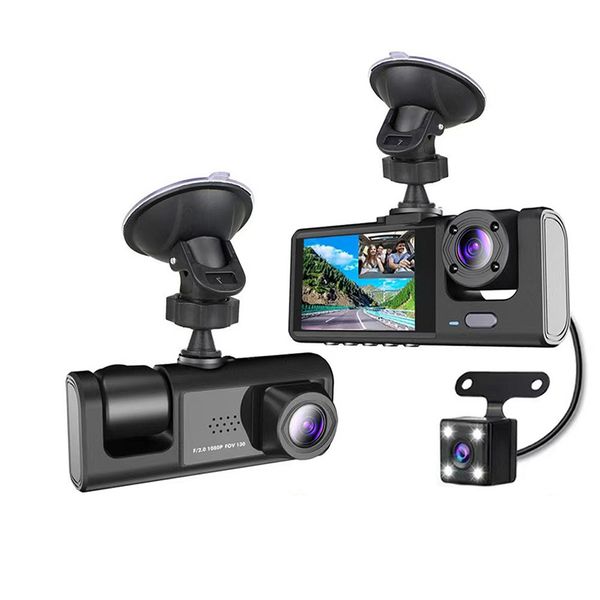 Dash Camera for Cars 3 Channel Dash Cam Driving Recorder 3-Lens with 2" IPS