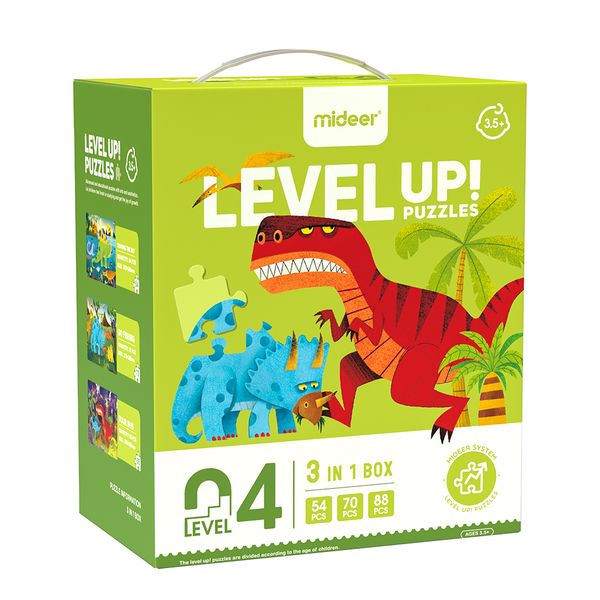 Mideer 3-in-1 Dinosaur Progressive Puzzle (Level 4): 212 Pieces
