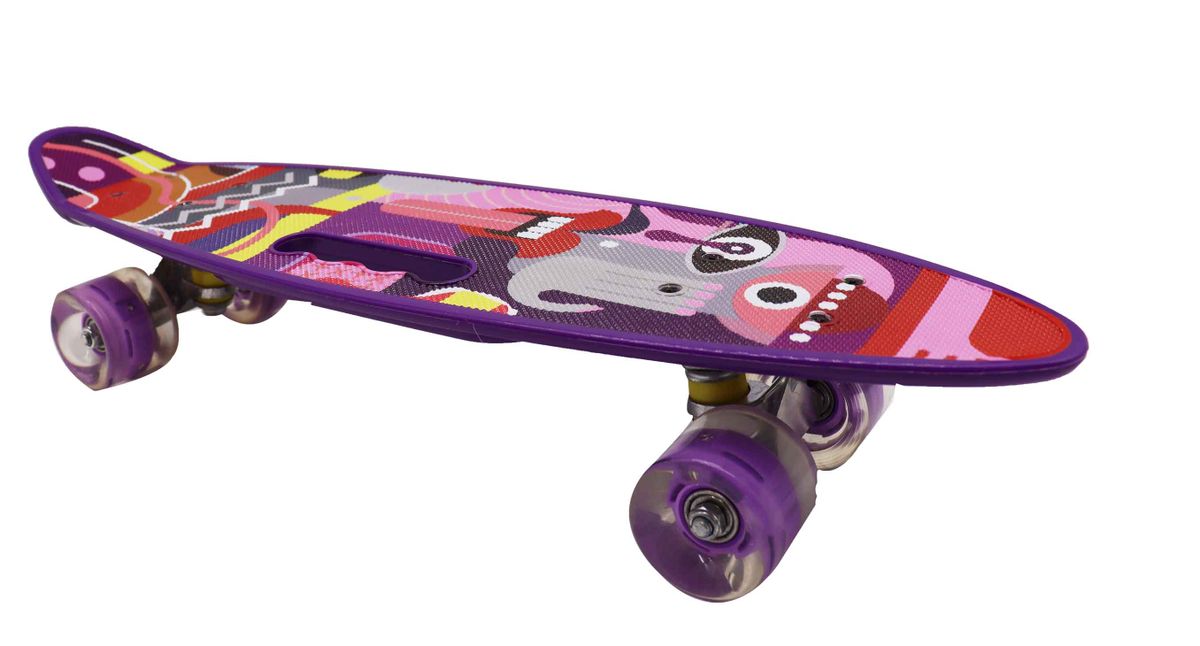 Kid's Graffiti Yellow Light Up Wheels Skateboard Cruiser with Handle