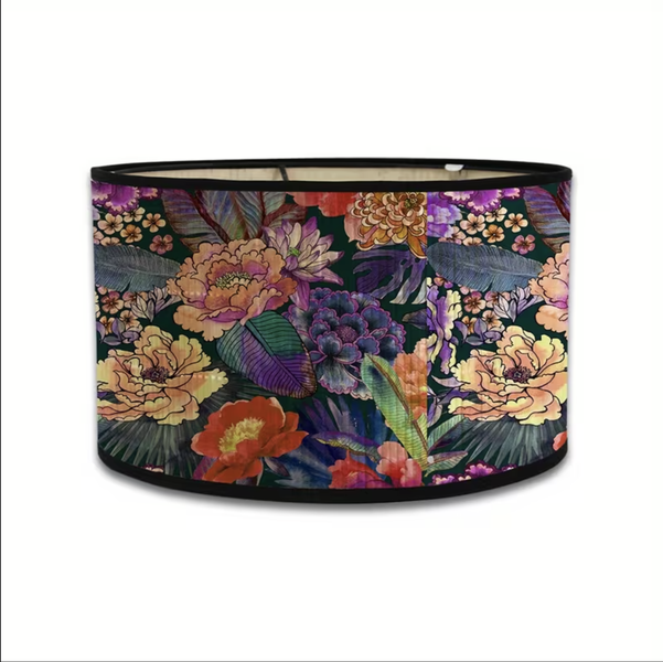 Floral Print Lamp Shade - Vibrant Botanical Pattern Drum Shade E27 Pendant