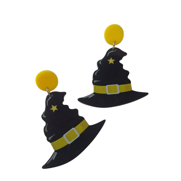 Black, Yellow Acrylic Drop &amp; Dangle Earrings