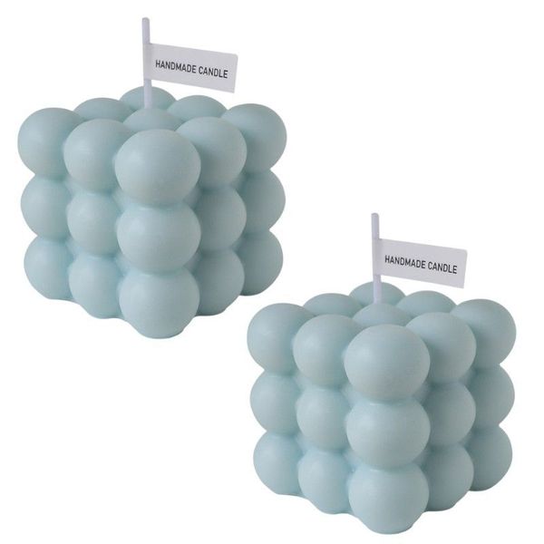 2 Pack Handmade Wax Aromatherapy Bubble Candle Set - Blue
