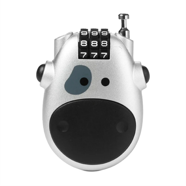 Telescopic Coded Lock Cartoon Cow Lock with Retractable Steel Cable
